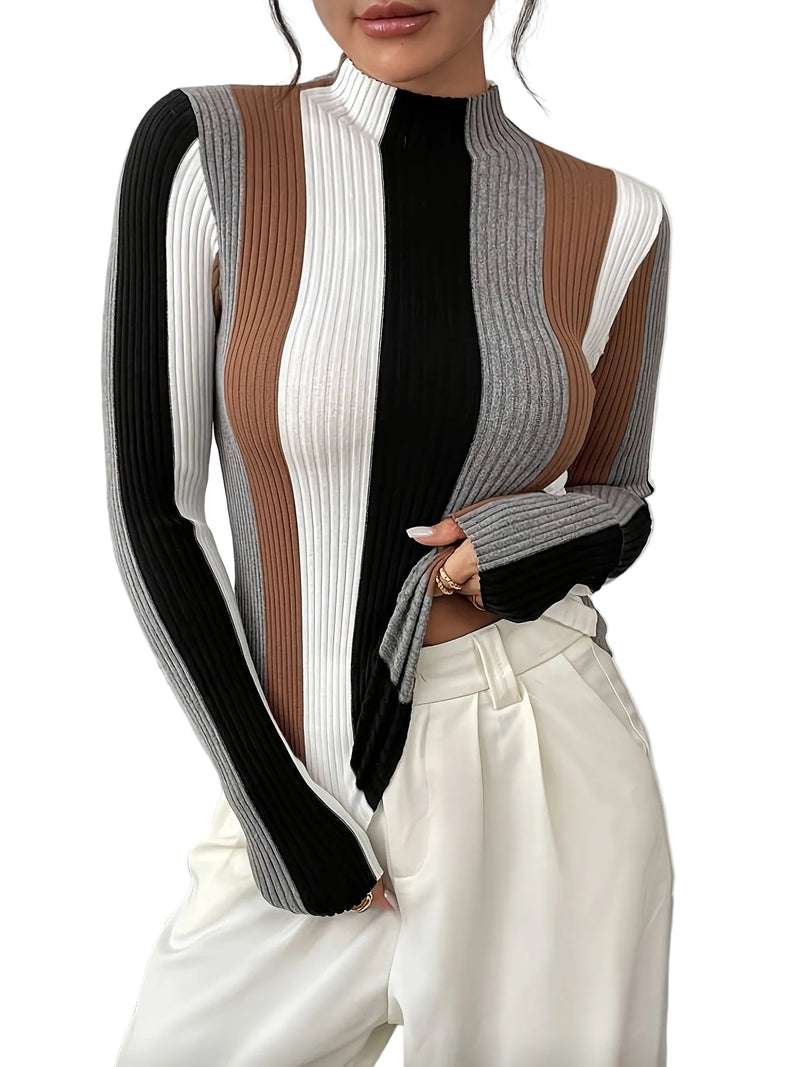 Women’s Ribbed Sweater with Stripes